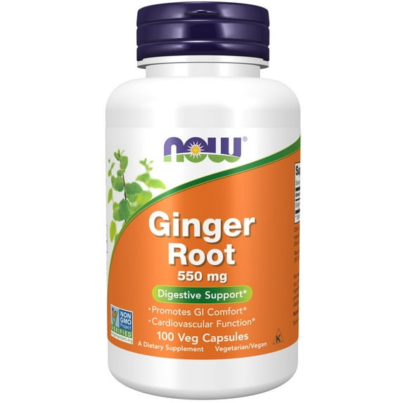 NOW Supplements, Ginger Root (Zingiber officinale) 550 mg, Digestive Support*, 100 Veg Capsules