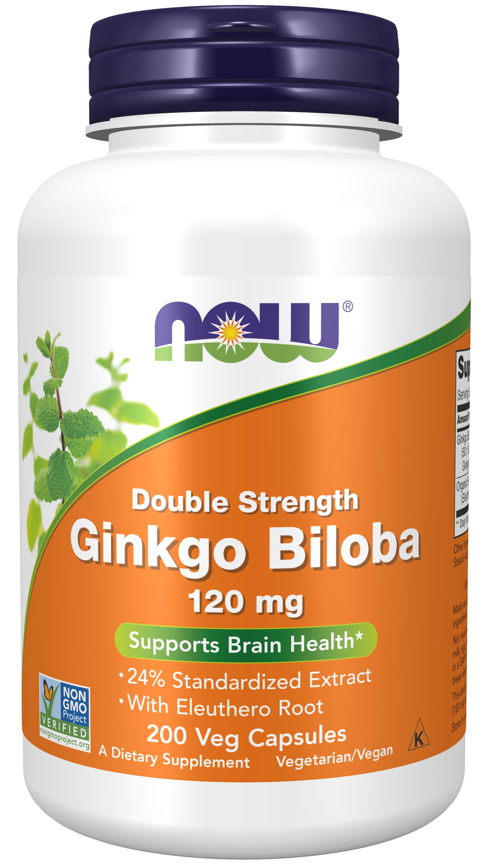 NOW Supplements, Ginkgo Biloba 120 mg, Double Strength, NonGMO Project
