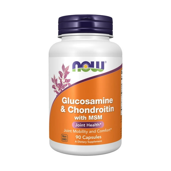 NOW Supplements, Glucosamine & Chondroitin with MSM, Joint Health, Mobility and Comfort*, 90 Veg Capsules