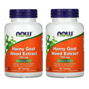 NOW Supplements, Horny Goat Weed Extract 750 mg Plus 150 mg of Maca Root, 90 Tablets, (Pack of 2)