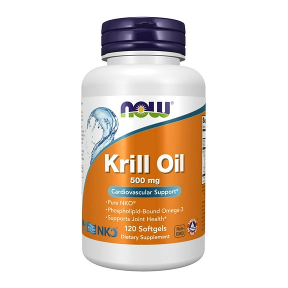 NOW Supplements, Krill Oil 500 mg, Phospholipid-Bound Omega-3, Cardiovascular Support*, 120 Softgels