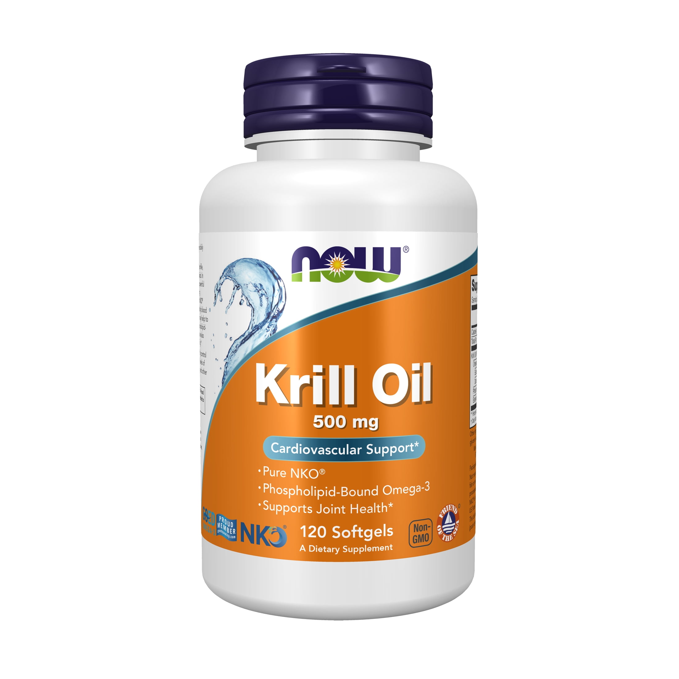 NOW Supplements, Krill Oil 500 mg, Phospholipid-Bound Omega-3, Cardiovascular Support*, 120 Softgels