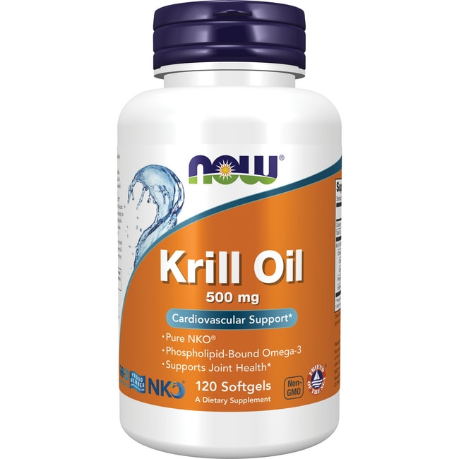 NOW Supplements, Krill Oil 500 mg, Phospholipid-Bound Omega-3, Cardiovascular Support*, 120 Softgels - image 1 of 2