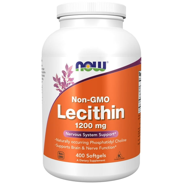 NOW Supplements NonGMO Lecithin 1200mg, Brain & Nervous System Support Capsules, 400 Count