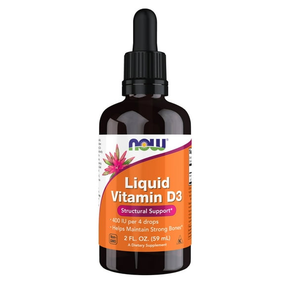 NOW Supplements, Liquid Vitamin D-3, Strong Bones*, Structural Support*, 2-Ounce