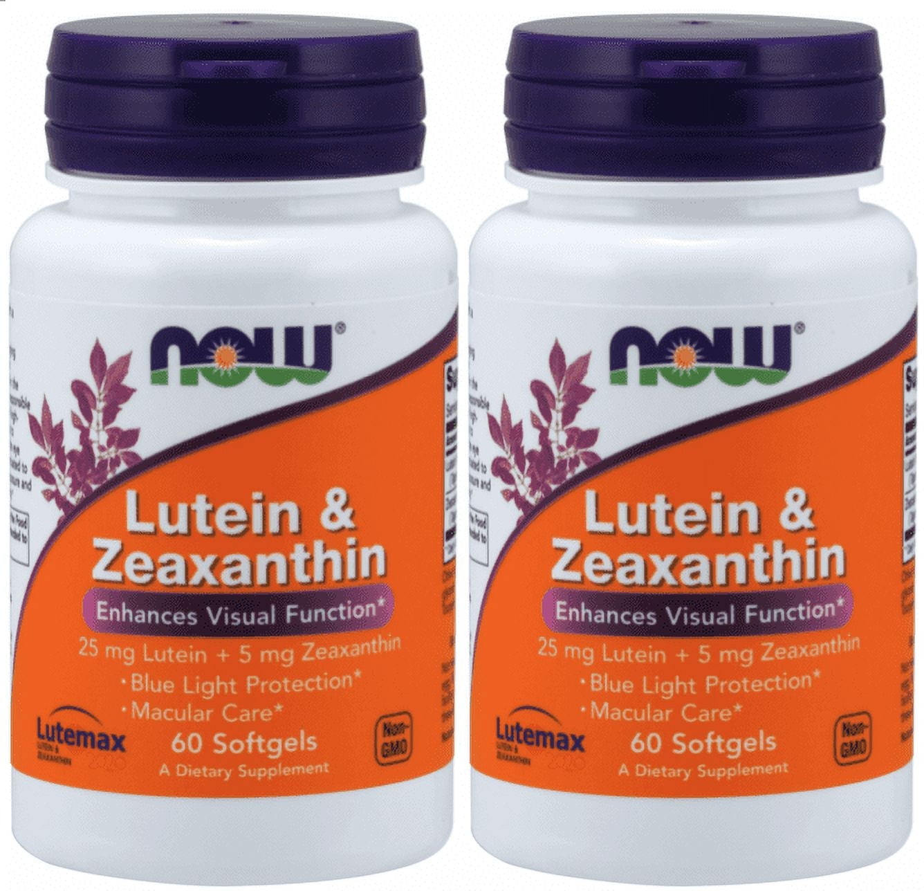 NOW Supplements, Lutein & Zeaxanthin with 25 mg Lutein and 5 mg Zeaxanthin, 60 Softgels -2 Packs