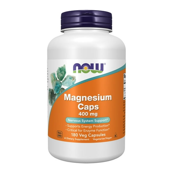 NOW Supplements, Magnesium 400 mg, Enzyme Function*, Nervous System Support*, 180 Veg Capsules