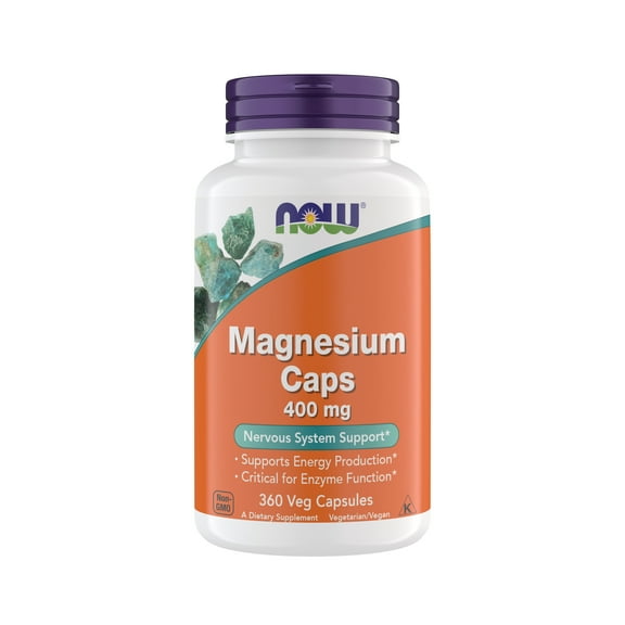 Now Supplements Magnesium 400mg - Enzyme Function*, Nervous System Support* - Magnesium Supplement for Men and Women, 360 Veg Capsules