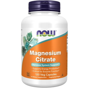 NOW Supplements, Magnesium Citrate, Enzyme Function*, Nervous System Support*, 120 Veg Capsules