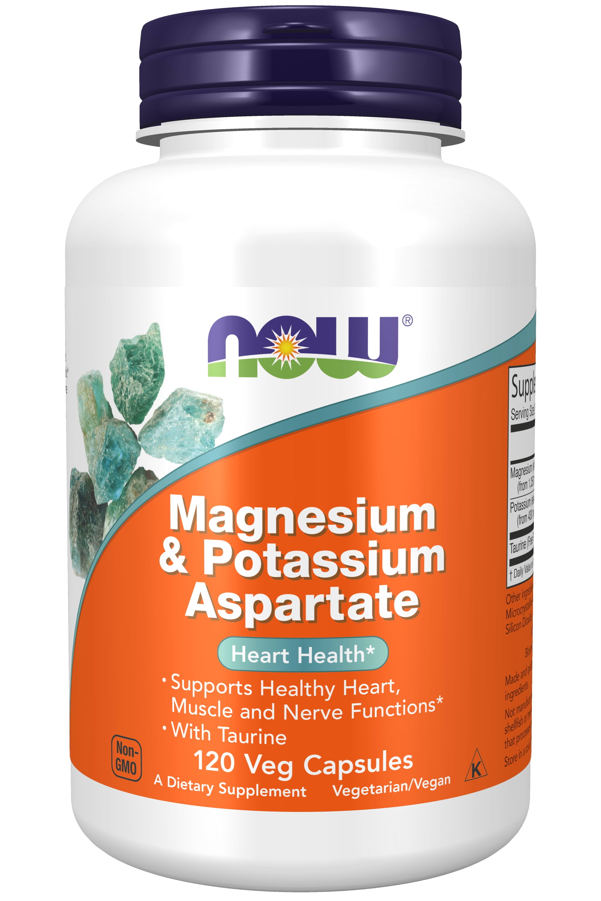 NOW Supplements, Magnesium & Potassium Aspartate with Taurine, Heart