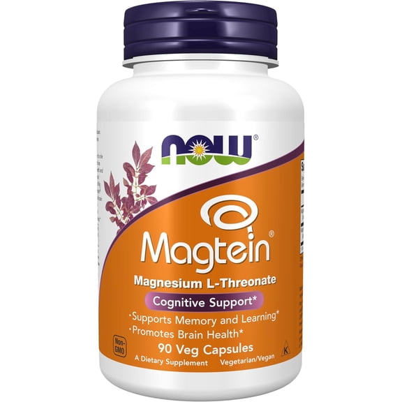 NOW Supplements, Magtein™ with patented form of Magnesium (Mg), Cognitive Support*, 90 Veg Capsules