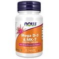thumbnail image 1 of NOW Supplements, Mega D-3 & MK-7 with Vitamins D-3 & K-2, 5,000 IU/180 mcg, Bone & Cardiovascular Support, 60 Veg Capsules, 1 of 9