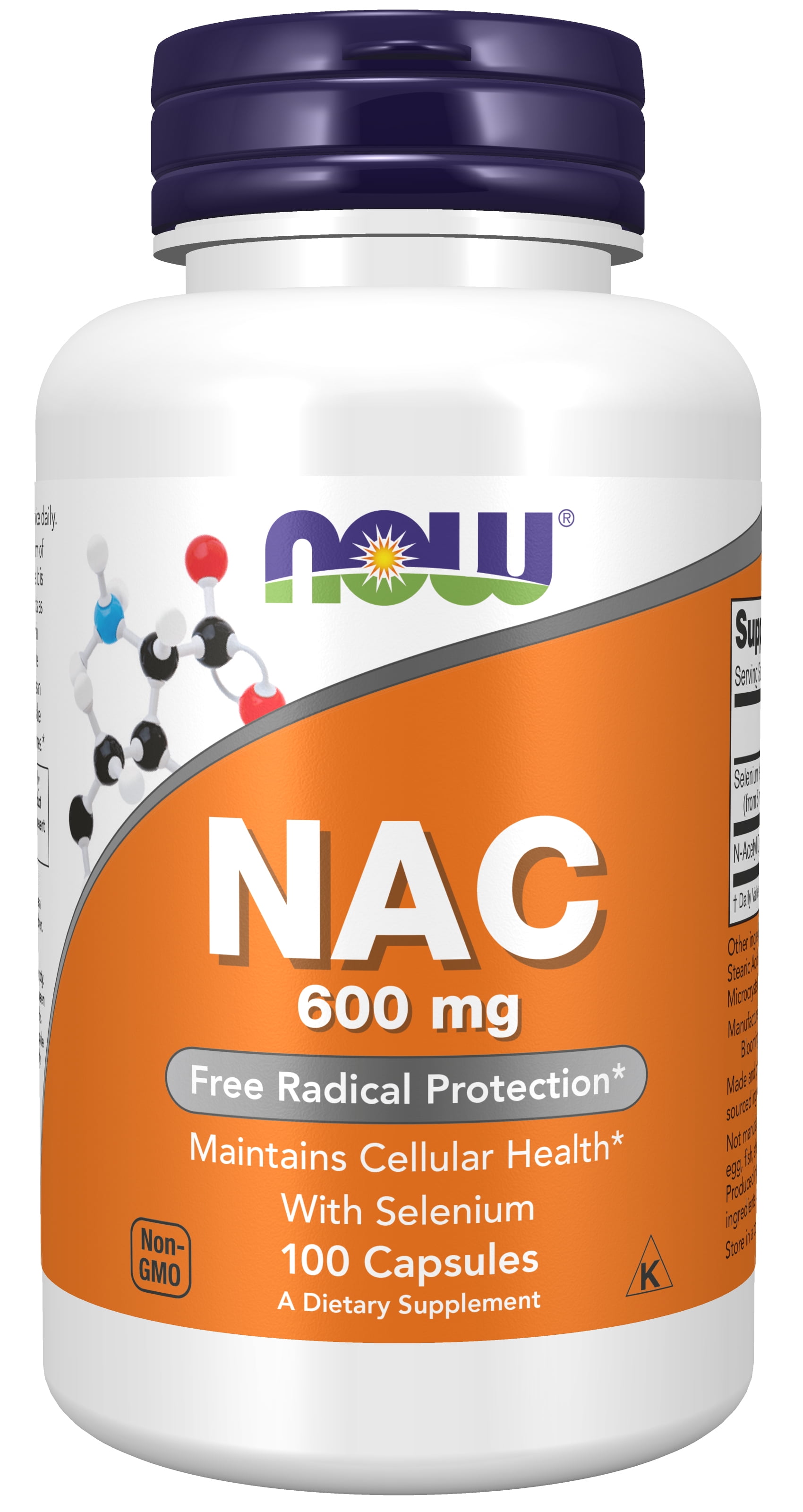NOW Supplements, NAC N-Acetyl Cysteine 600 mg with Selenium &amp; Molybdenum, 100 Veg Capsules