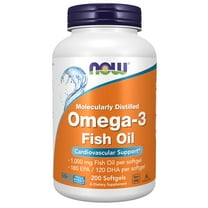 NOW Supplements, Omega-3 180 EPA / 120 DHA, Molecularly Distilled, Cardiovascular Support*, 200 Softgels