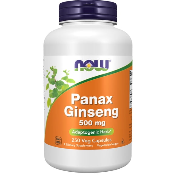 NOW Supplements, Panax Ginseng (Root) 500 mg, Adaptogenic Herb*, 250 Veg Capsules