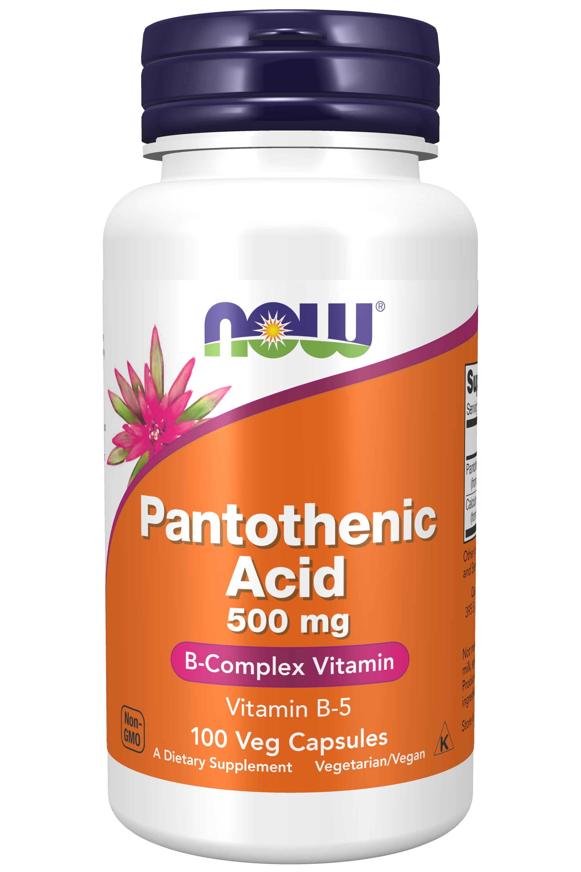 NOW Supplements, Pantothenic Acid (Vitamin B-5) 500 mg, B-Complex Vitamin, 100 Capsules