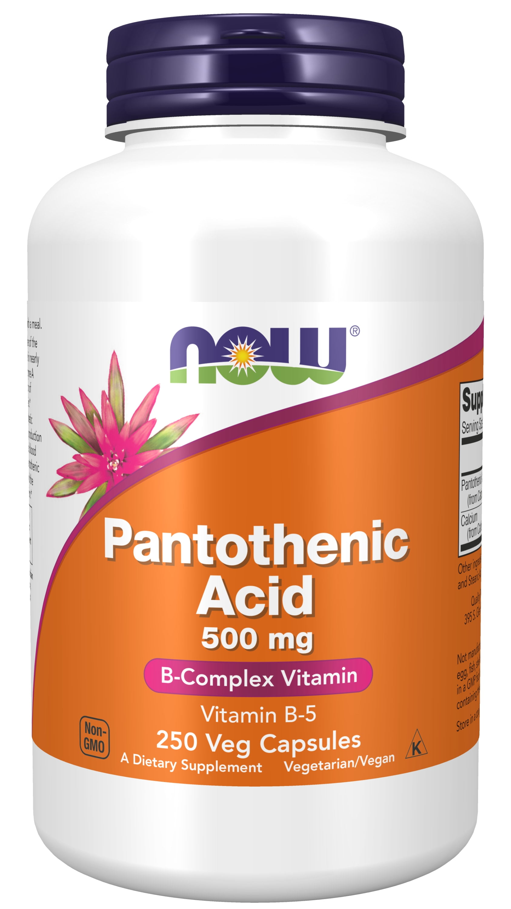 NOW Supplements, Pantothenic Acid (Vitamin B-5) 500 mg, B-Complex Vitamin, 250 Capsules