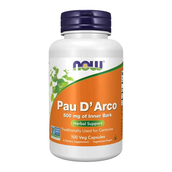 NOW Supplements, Pau D'Arco (Tabebuia heptaphylla) 500 mg, Herbal Support, 100 Veg Capsules