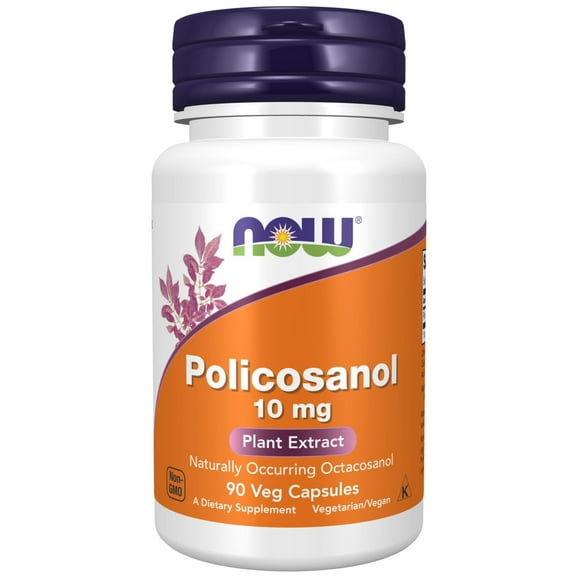 NOW Supplements, Policosanol 10 mg, Blend of Long-Chain Fatty alcohols (LCFAs) Derived from Sugar Cane, 90 Veg Capsules