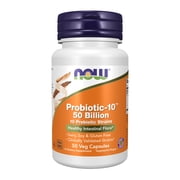 NOW Supplements, Probiotic-10™, 50 Billion, with 10 Probiotic Strains, Strain Verified, 50 Veg Capsules