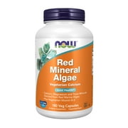 NOW Supplements, Red Mineral Algae Plus Vitamin D-2, Joint Health*, 180 Veg Capsules