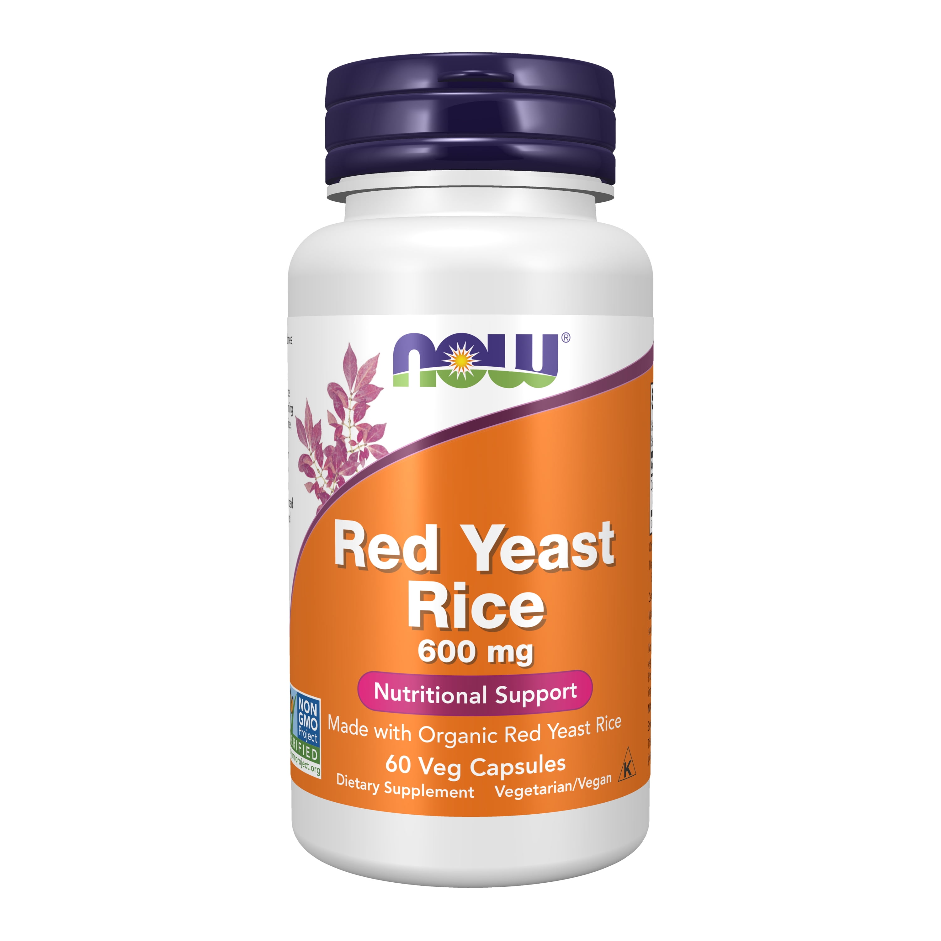 NOW Supplements, Red Yeast Rice 600 mg, Made with Organic Red Yeast Rice, 60 Veg Capsules