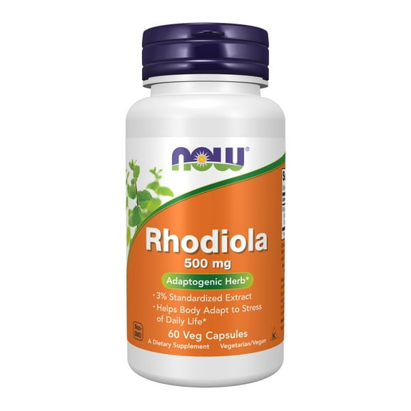 NOW Supplements, Rhodiola 500 mg, Helps Body Adapt to Stress of Daily Life*, Adaptogenic Herb*, 60 Veg Capsules
