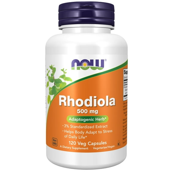 NOW Supplements, Rhodiola 500 mg, Helps Body Adapt to Stress of Daily Life*, Adaptogenic Herb*, 60 Veg Capsules