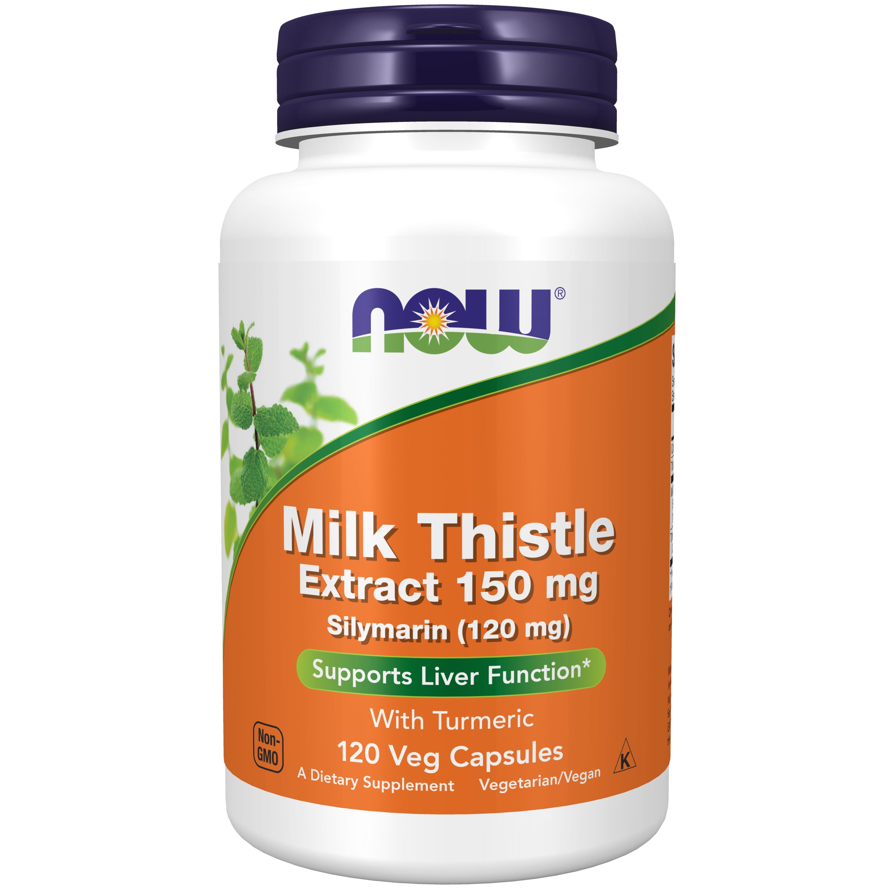 NOW Supplements, Silymarin Milk Thistle Extract 150 mg with Turmeric, 120 Veg Capsules