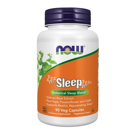 NOW Supplements, Sleep with Valerian Root Extract Plus Hops, Passionflower and GABA, Botanical Sleep Blend*, 90 Veg Capsules