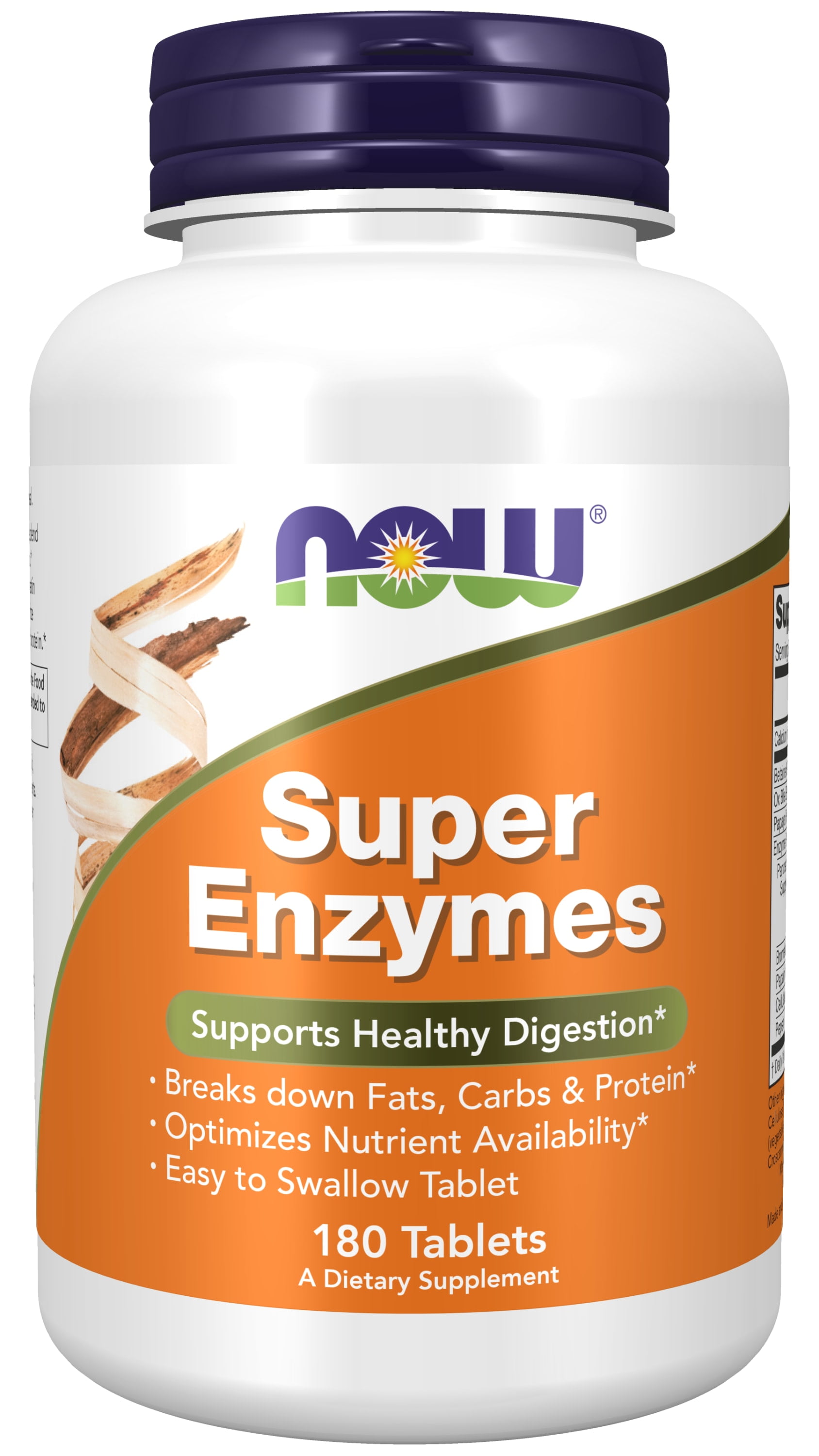 NOW Supplements, Super Enzymes, Formulated with Bromelain, Ox Bile, Pancreatin and Papain, Super Enzymes, 180 Tablets