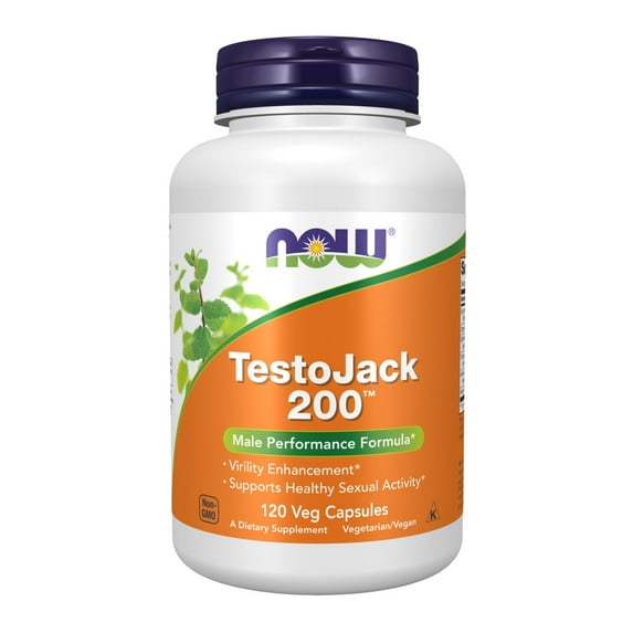 NOW Supplements, TestoJack® 200 with Tongkat Ali, Tribulus, Maca and Horny Goat Weed, 120 Veg Capsules