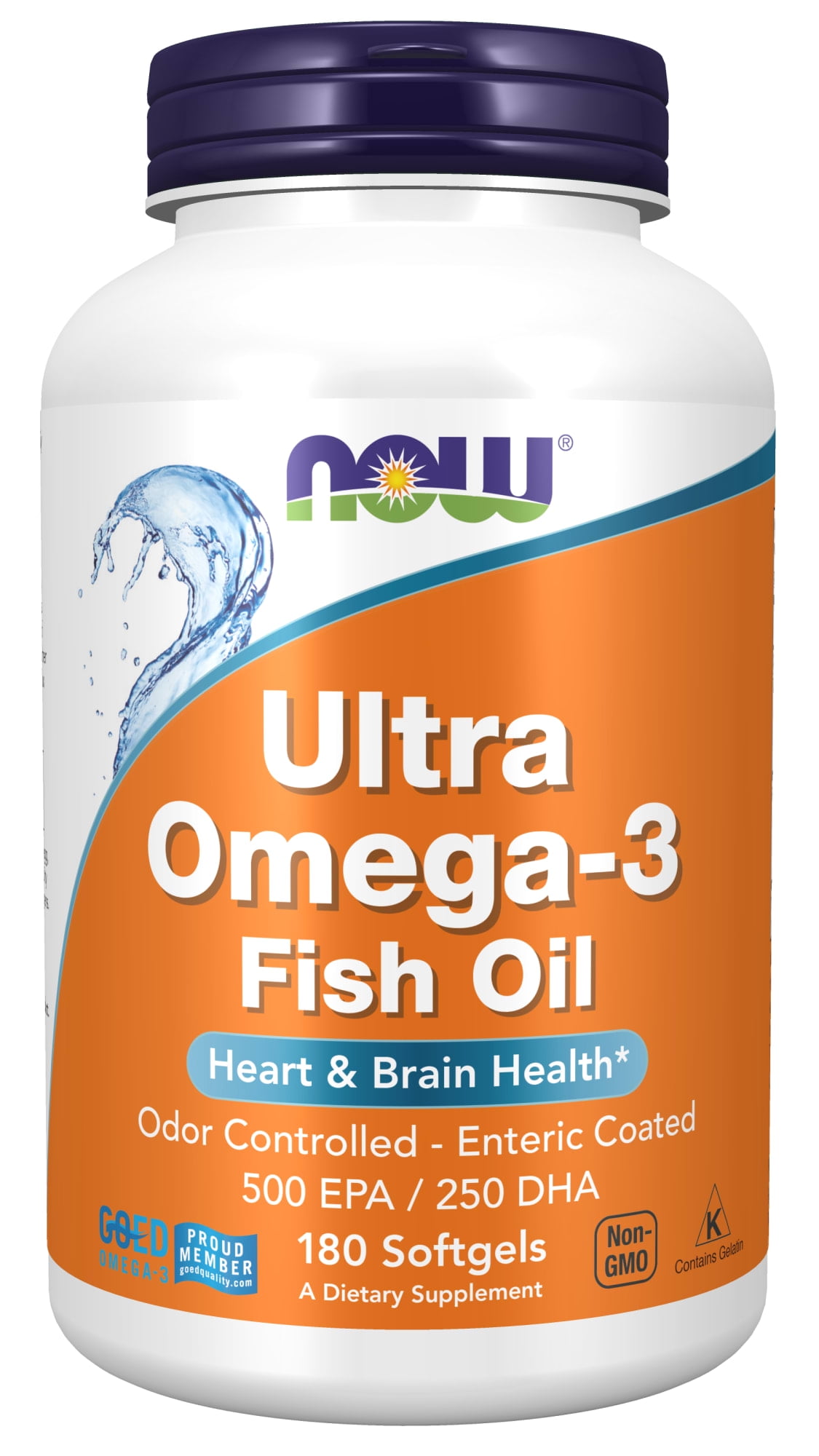 NOW Supplements, Ultra Omega-3 Molecularly Distilled and Enteric Coated,  180 Softgels 