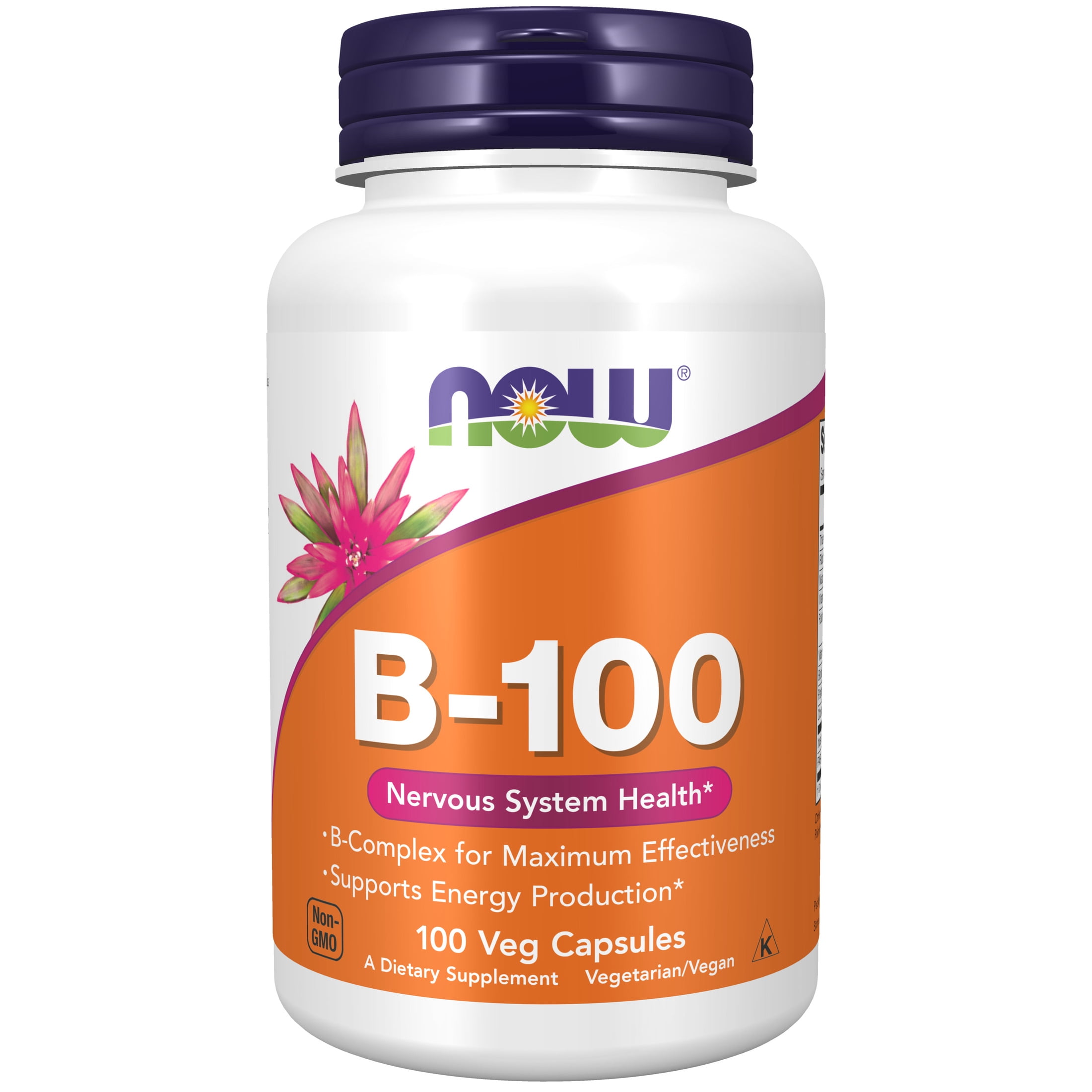 NOW Supplements, Vitamin B-100, Energy Production*, Nervous System Health*, 100 Veg Capsules