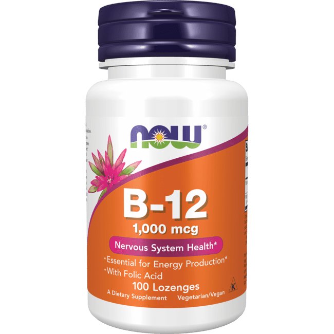 NOW Supplements, Vitamin B-12 1,000 mcg with Folic Acid, Nervous System ...