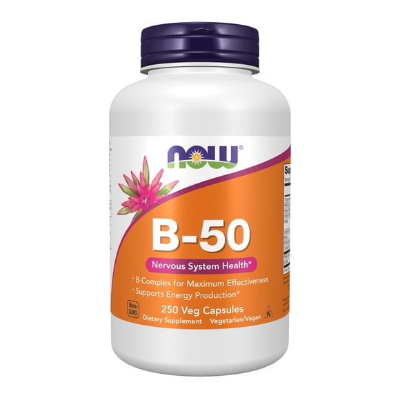 NOW Supplements, Vitamin B-50 mg, Energy Production*, Nervous System Health*, 250 Veg Capsules
