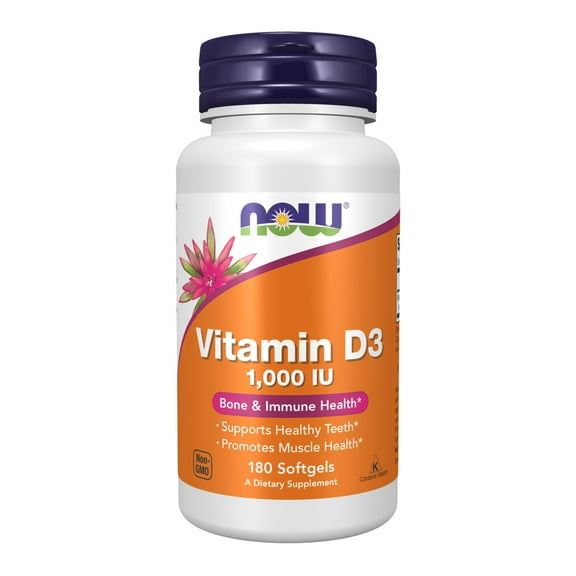 NOW Supplements, Vitamin D-3 1,000 IU, High Potency, Structural Support*, 180 Softgels