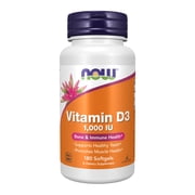 NOW Supplements, Vitamin D-3 400 IU, Strong Bones*, Structural Support*, 180 Softgels
