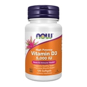 NOW Supplements, Vitamin D-3 5,000 IU, High Potency, Structural Support*, 120 Softgels