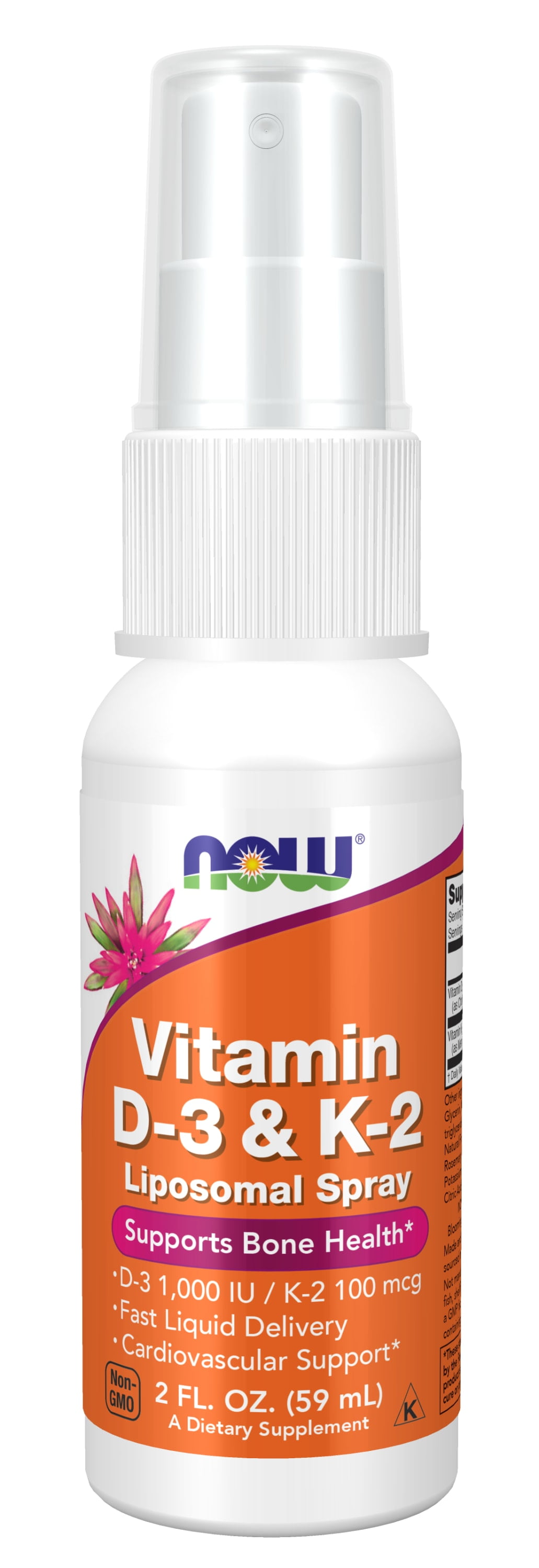 NOW Supplements, Vitamin D3 & K2 Liposomal Spray 1,000 IU/100 mcg