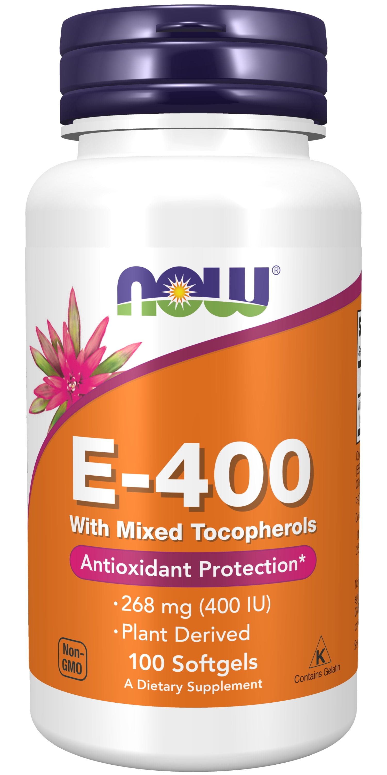 NOW Supplements, Antioxidant Vitamin E400 IU, Mixed Tocopherols, 100 Softgels for Cellular