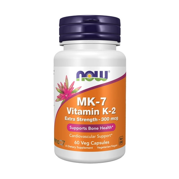 NOW Supplements, Vitamin K2 (MK-7) 300 mcg, Extra Strength, Supports Bone Health*, 60 Veg Capsules