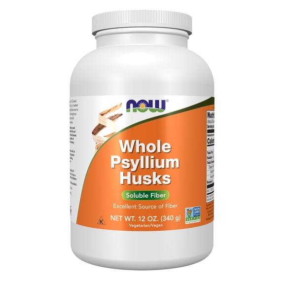 NOW Supplements, Whole Psyllium Husks, Non-GMO Project Verified, Soluble Fiber, 12-Ounce