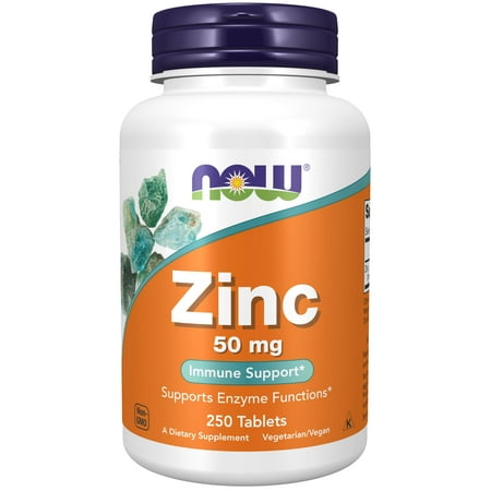 NOW Supplements, Zinc (Zinc Gluconate) 50 mg, Supports Enzyme Functions*, Immune Support*, 250 Tablets