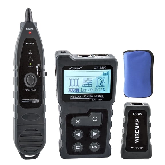 NOYAFA NF-8209 Anti-Interference Network Cable Tester, Power over Ethernet Detection, Wire Tracing, Port Flash, 600m Range, Black