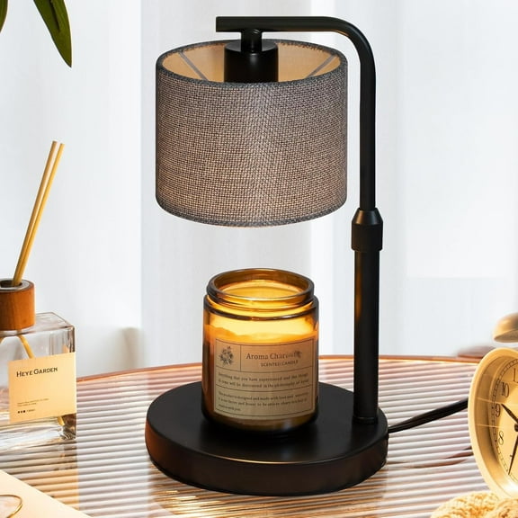 NOYAFA Candle Warmer Lamp, Dimmable Electric Wax Melt Lamp with Timer & Adjustable Height, Scented Candle Warmer with 2 Bulbs for Bedroom Home Decor (Dark Gray)