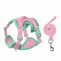 NOYAFA Dog Harness & Leash No Pull Puppy Harness for Small to Medium Dogs, Cats ,Reflective Adjustable Soft Padded D-Rings Pet Harness with Hook & Loop Fastener, Buckle (Pink S)