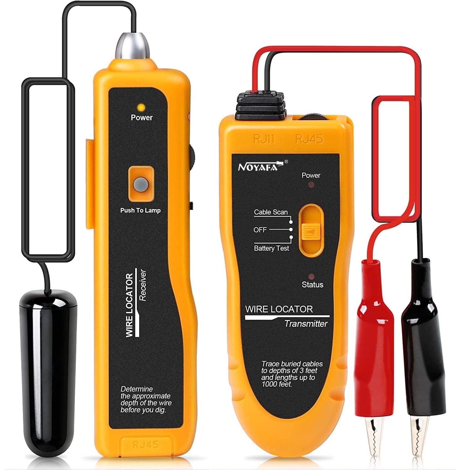 NOYAFA NF-816 Underground Wire Locator & Cable Tester for Pet Fence, Buried Sprinkler Valve, and Irrigation Tone Generator Kit Probe, Electrical Wire Tracer with Earphone