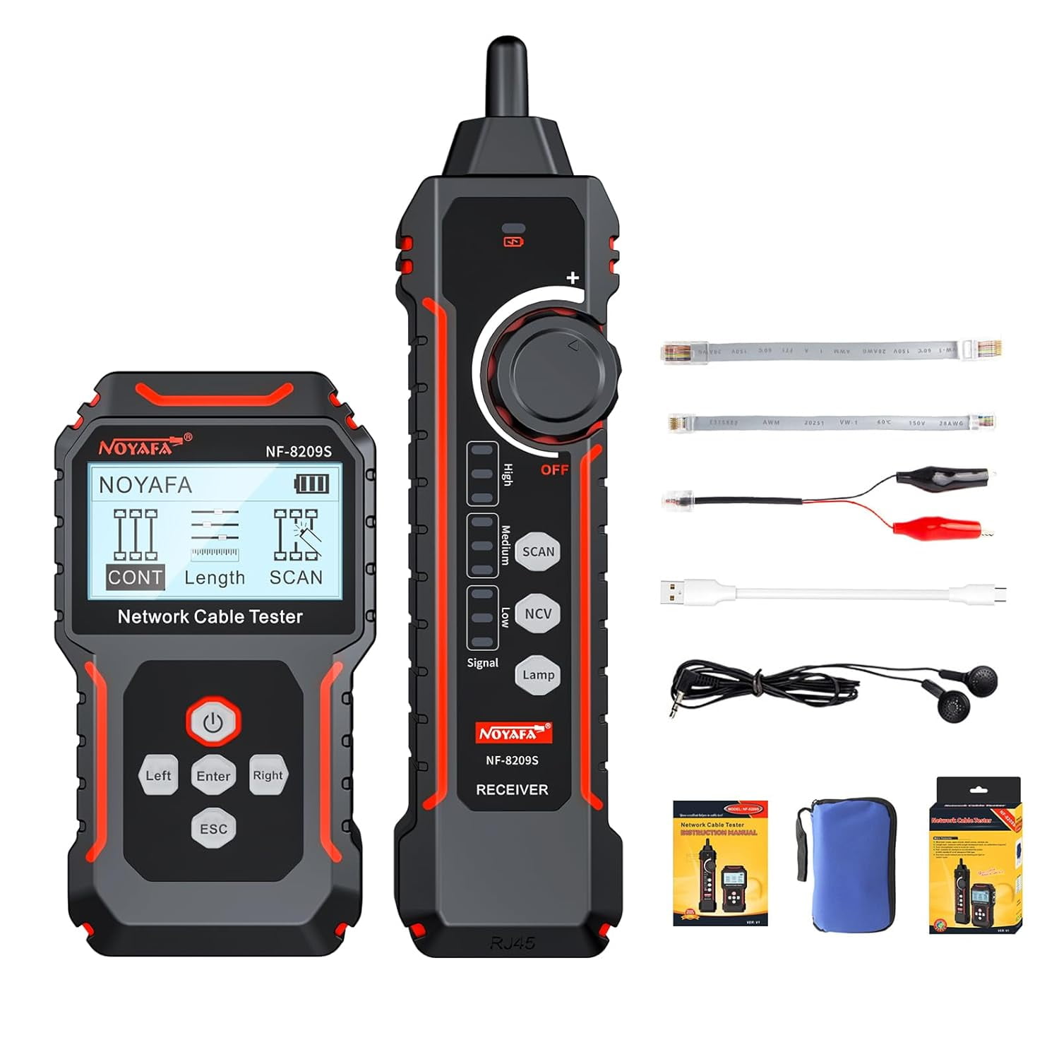 Network Cable Tester - NOYAFA Cable Wire Fault Finder for RJ45 Cat5, Cat6, 5e, 6e Measure Length, Locate The Breakage Point, Check Wiring (並行輸入品) NOYAFA Network Cable Tester with IP Scanner, CAT5E CAT6 Ethernet Tester,  PoE Ping Test, Port Flashing, TDR Cable Toner for RJ11 RJ45 Ethernet :