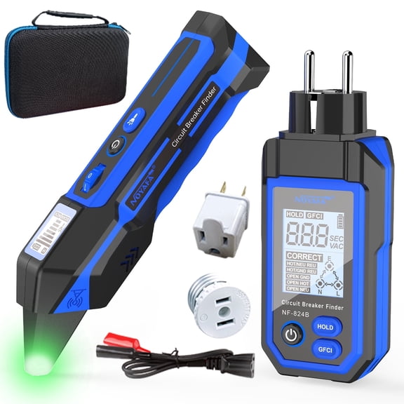 NOYAFA NF-824B Rechargeable Circuit Breaker Finder with LCD Display, GFCI Outlet Tester, NCV Voltage Tracer, Adjustable Sensitivity, Flashlight